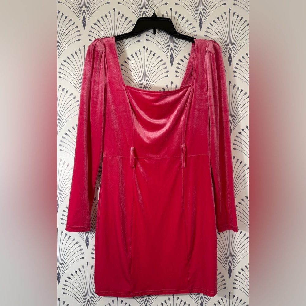 Blu Pepper| hot pink velvet dress Barbie pink